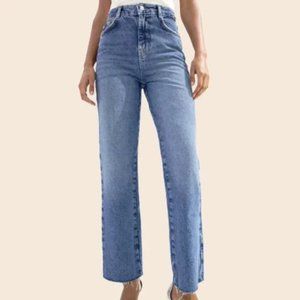 Zara High Rise Z1975 Straight Leg Jeans Medium Wash Size 2